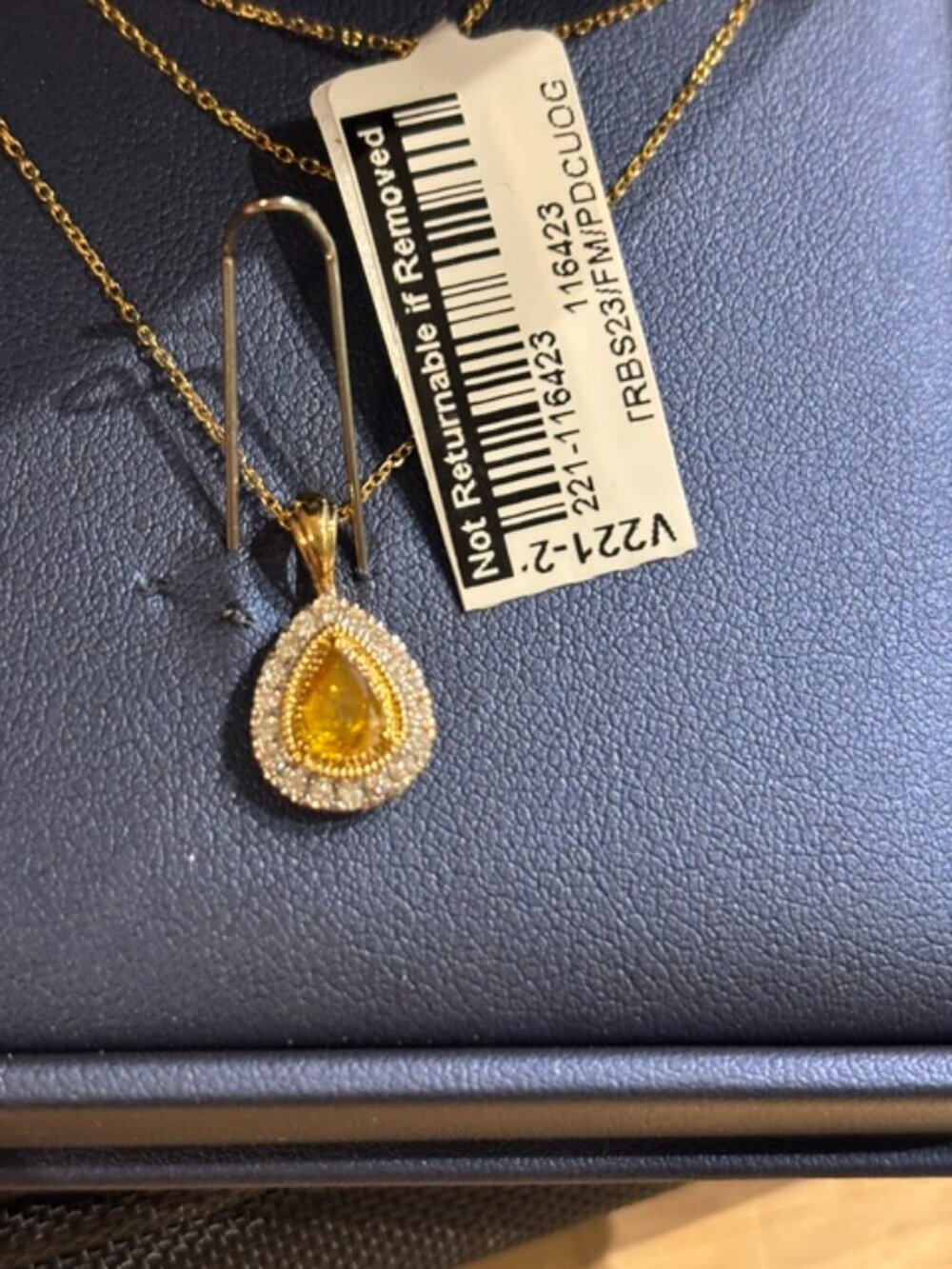 15K Yellow 0.51 Carat Golden Diamond & 0.21 White Diamond Necklace